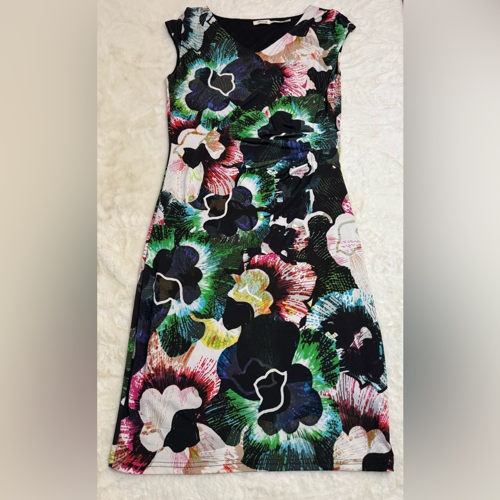 Teaberry Bold Abstract Floral Sheath Bodycon Dress, Classy Business Casual - Picture 15 of 15